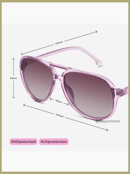 Polarized Aviator Sunglasses, UV Protection, Lightweight Plastic Frame